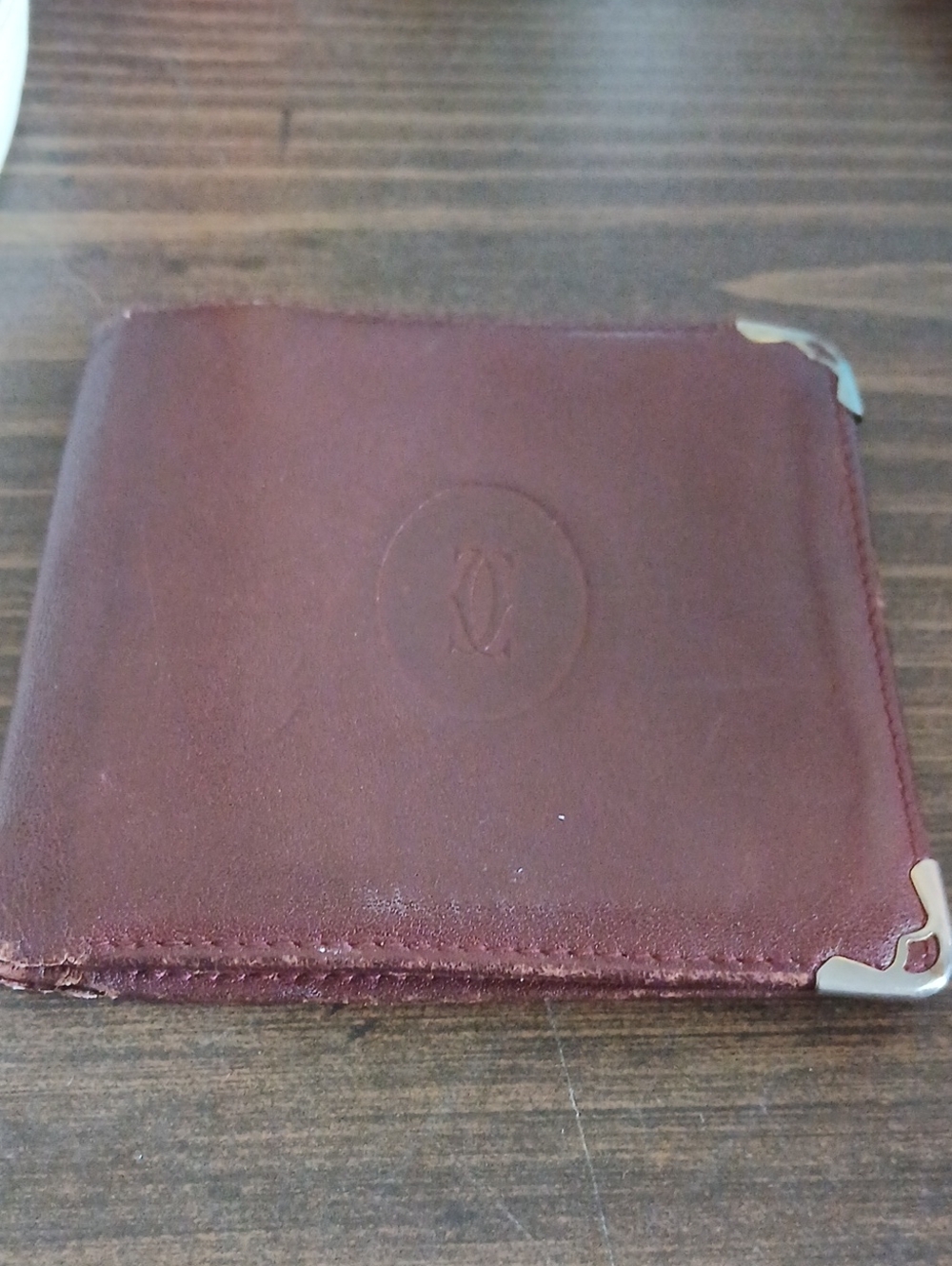 Cartier Vintage Brown Leather Wallet with Silver Accents